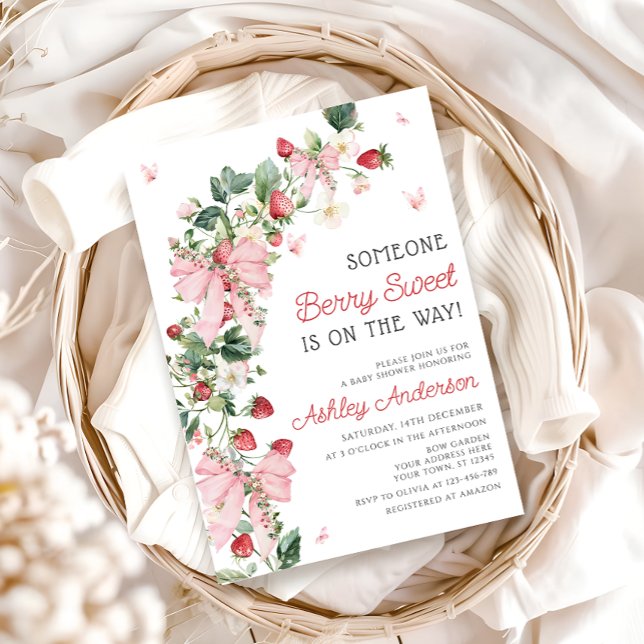Invitación Alguien Berry Sweet Pink Bow Chica Baby Shower (Subido por el creador)