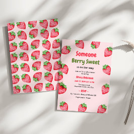 Invitación Alguien Berry Sweet Pink Strawberry Baby Shower