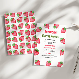 Invitación Alguien Berry Sweet Strawberry Baby Shower