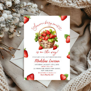 Invitación Alguien Berry Sweet Strawberry Theme Baby Shower
