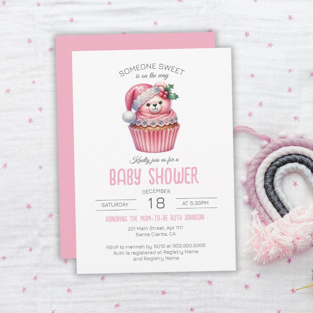 Invitación Alguien Dulce Está En Camino De La Baby Shower De  (Someone Sweet Is On The Way Cupcake Baby Shower Invitation)
