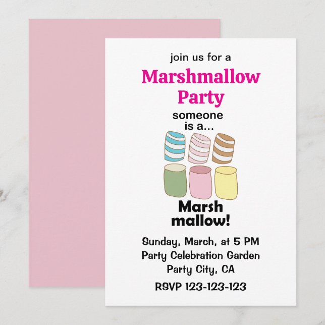 Invitación Alguien Es Un Malvavisco Divertida Fiesta De Comid (Anverso / Reverso)