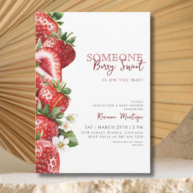 Invitación Alguien Fresa Dulce Suave Fiesta de Bebé Fresa (Subido por el creador)