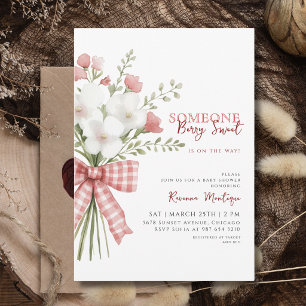 Invitación Alguien muy dulce ramo rosa bebé shower