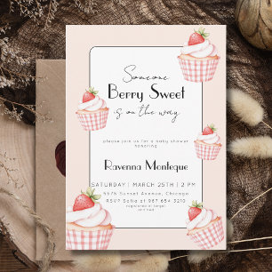 Invitación Alguien Tarta De Fresa Dulce Cumpleaños Baby Showe