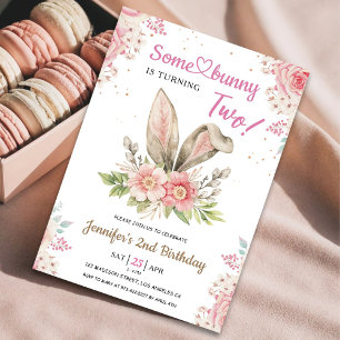Invitación ¡Algún conejito cumple DOS! Cumpleaños número 2 ni