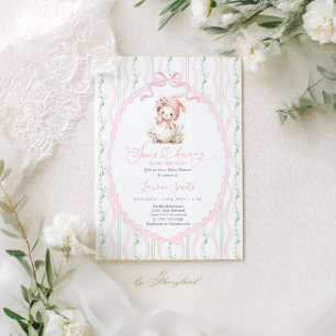 Invitación Algún conejito está en camino, baby shower niña