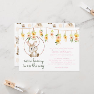 Invitación Algún conejito está en camino Boho Rabbit Baby Sho