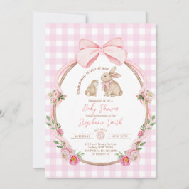 Invitación Algún Conejito Está En Camino Cumpleaños Rosa de I