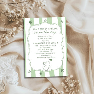 Invitación Algún Conejito Está En Camino Fiesta de Bebé Verde
