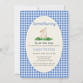 Invitación Algun Conejo Baby Shower Azul
