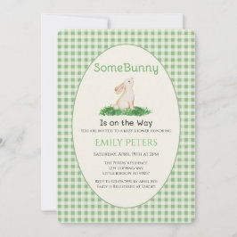 Invitación Algun Conejo Baby Shower Verde