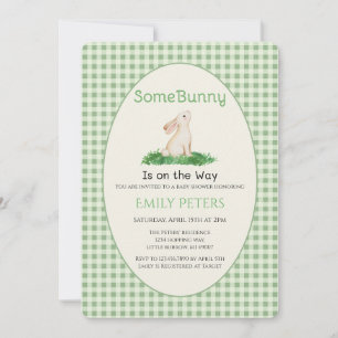 Invitación Algun Conejo Baby Shower Verde