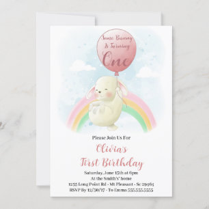 Invitación Algún conejo cumple un año Cumpleaños 1er conejo