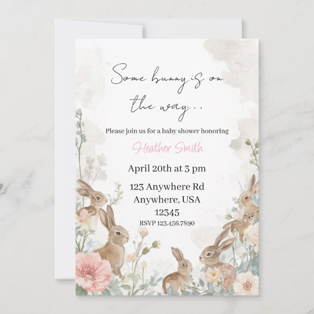 Invitación Algún conejo está en camino (Anverso)