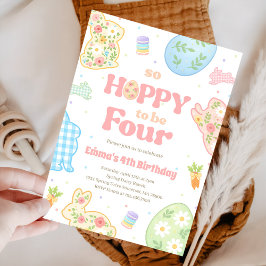Invitación Algún conejo tan feliz de cumplir cuatro años en p