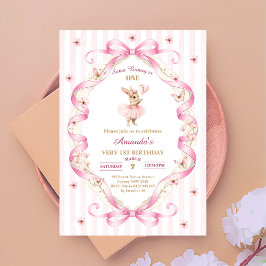 Invitación Algun conejo tiene un lazo rosa de gingham cumple 