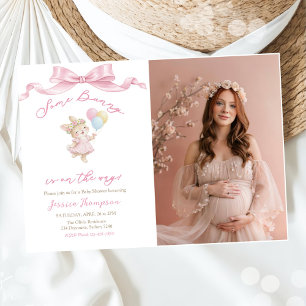 Invitación Algunas chicas conejitas rosa fiesta de baby showe