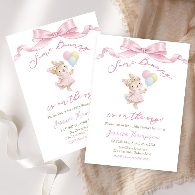 Invitación Algunas Chicas Conejo Fiesta de Baby Shower Rosa (Subido por el creador)