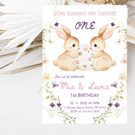 Invitación Algunas conejitas cumplen un año Fiesta de cumplea