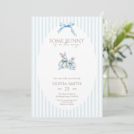 Invitación Algunas conejitas en baby shower de rayas azules