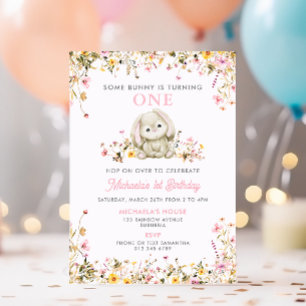 Invitación Alguno Conejito Está Cumpliendo Un Año Primera Cum