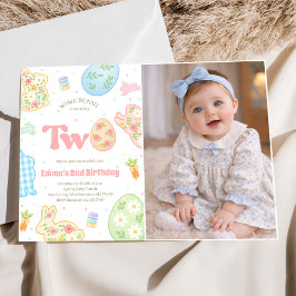Invitación Alguno Conejo Cumple Dos Foto de Cumpleaños Pastel