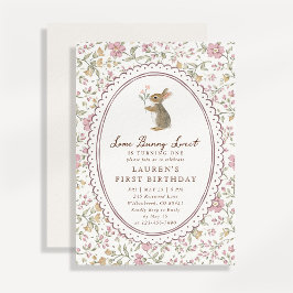 Invitación Alguno Conejo Dulce Cumpleaños Floral Conejo Prime