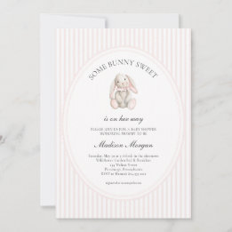 Invitación Alguno Conejo Dulce Rosa Niña Baby Shower