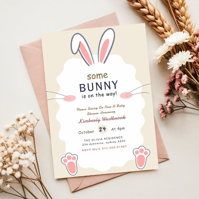 Invitación Alguno Conejo Elegante Fiesta de Bebé de Conejo (Subido por el creador)