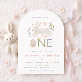 Invitación Alguno Conejo Es El 1er Cumpleaños de una Niña Acu