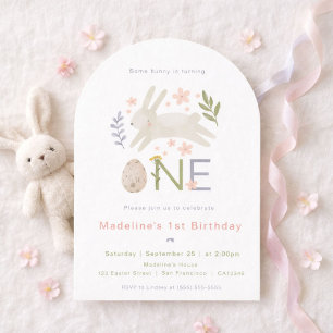 Invitación Alguno Conejo Es El 1er Cumpleaños de una Niña Acu