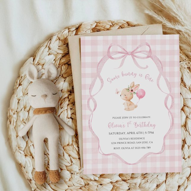 Invitación Alguno Conejo Es Una Fiesta de Cumpleaños 1 de Niñ (Subido por el creador)