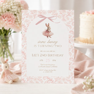 Invitación Alguno Conejo Está Cumpliendo Dos Tutú Rosa Cumple