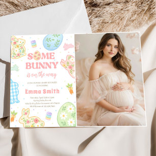 Invitación Alguno Conejo Está En Camino Foto de Baby Shower