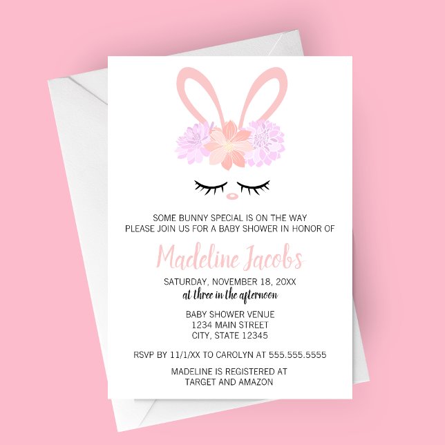 Invitación Algunos Baby Shower de Bunny Spring (Some Bunny Special Baby Shower Invitation for Spring or Easter Baby Showers)