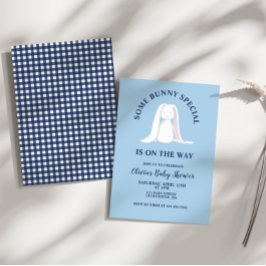 Invitación Algunos Bunny Baby Shower Blue Plaid