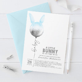 Invitación Algunos Bunny Blue Balloon Elegant Spring Baby Sho