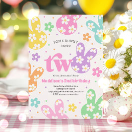 Invitación Algunos Bunny Daisy Floral Pastel Primavera Segund