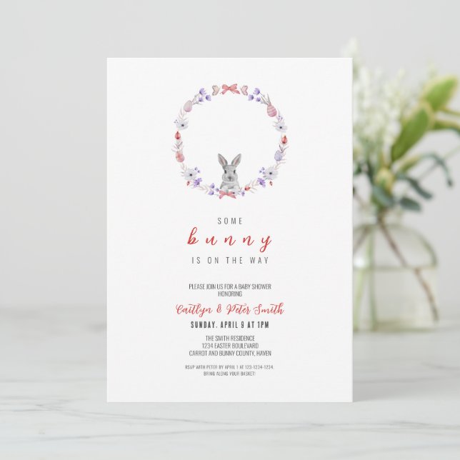 Invitación Algunos Bunny Están En Camino, Baby Shower (Anverso de pie)