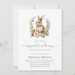 Invitación Algunos Bunny Special Floral baby ducha
