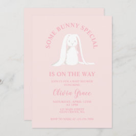 Invitación Algunos Bunny Special Pink Gingham Baby Shower
