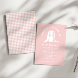 Invitación Algunos Bunny Special Pink Gingham Baby Shower