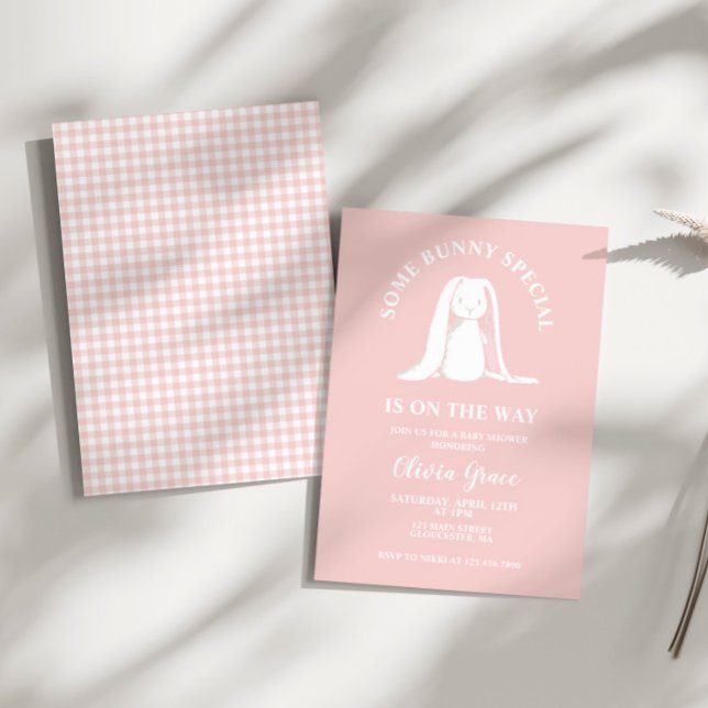 Invitación Algunos Bunny Special Pink Gingham Baby Shower (Subido por el creador)