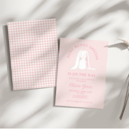Invitación Algunos Bunny Special Pink Gingham Baby Shower