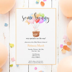 Invitación Algunos Bunny Watercolor Balloon Bunny Baby Shower