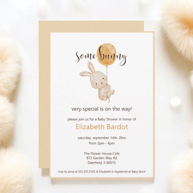 Invitación Algunos Bunny Watercolor Balloon Bunny Baby Shower (Subido por el creador)