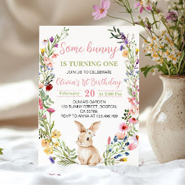 Invitación Algunos Bunny Wildflower Bloom Chica Cumpleaños