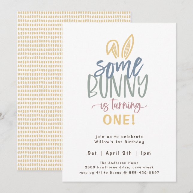 Invitación Algunos Bunthday Party (Anverso / Reverso)