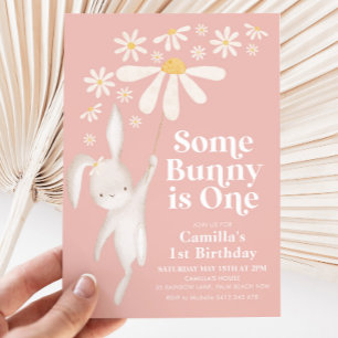 Invitación Algunos Chicas de Bunny Daisy Pink Fiesta de cumpl